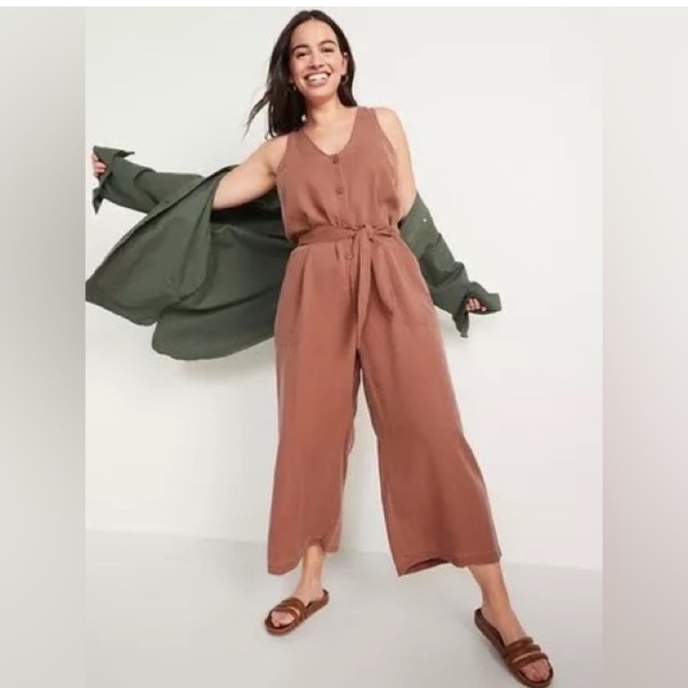 Old Navy Linen-Blend belted jumpsuit